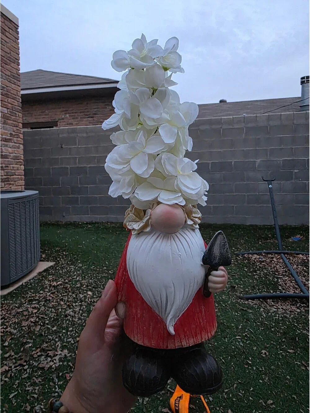 Solar Gnome with Flower Hat LED Lights Outdoor Garden Decor
